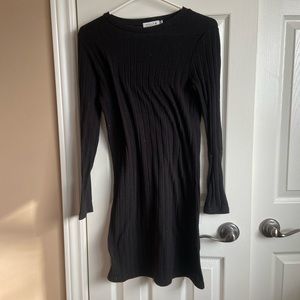 Black Rib-knit Bodycon Dress